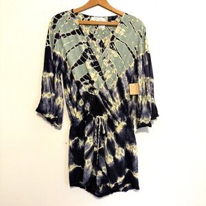 NEW River + Sky Tie Dye Blue Tones Made in the USA Sz S Resort Cruise Festival